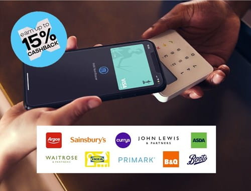 Photo of using a cashback card in-store using a phone