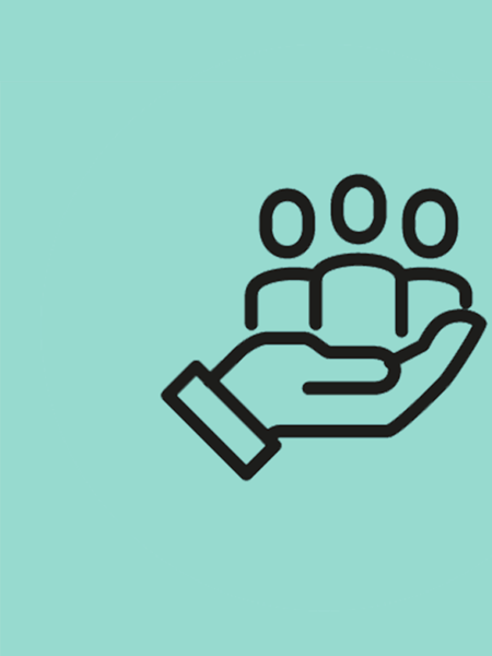 Graphic - hand holding a team