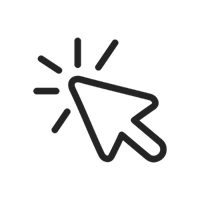 Icon showing an a mouse cursor arrow with lines radiating from its point